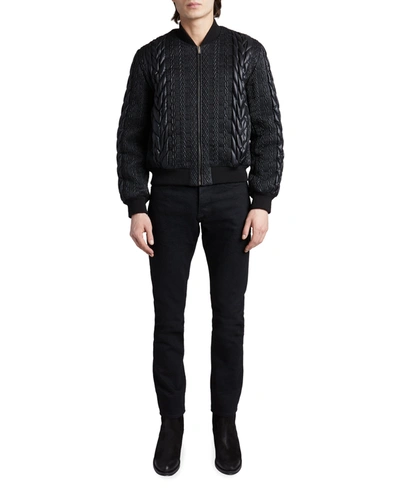 Shop Saint Laurent Men's Oversized Nylon Quilted Teddy Jacket In Black-blac