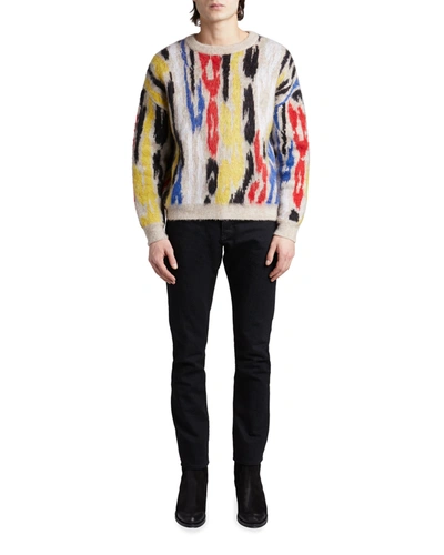 Shop Saint Laurent Men's Abstract Multicolor Leopard Sweater