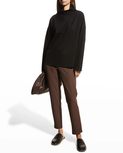 Shop Eileen Fisher High-waist Washable Stretch Crepe Slim Pants In Espresso