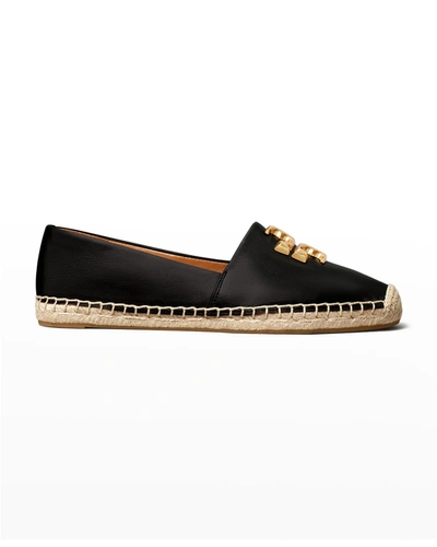 Tory Burch Black Leather Espadrillas In Perfect Black