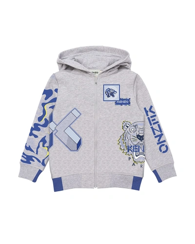 Shop Kenzo Boys' Multiple Icon Logo Jacket In A41 Gris Chine