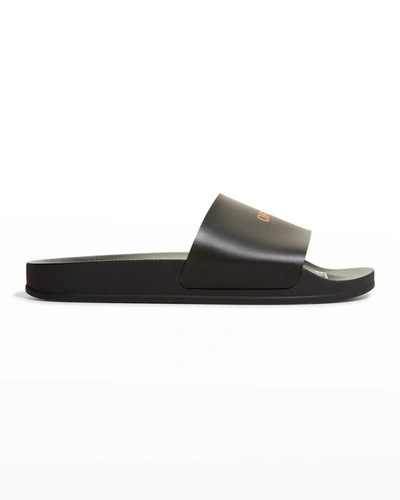 Shop Off-white Bicolor Logo Pool Sandals In Blackorange