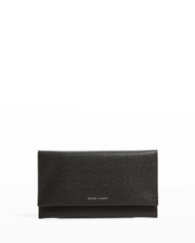 Shop Rebecca Minkoff Flap Leather Wallet Clutch Bag In Black