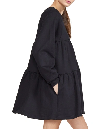 Shop Cynthia Rowley Vail Long-sleeve Sweatshirt Dress In Black