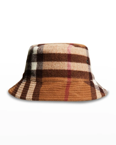 Shop Burberry Men's Vintage Check Bucket Hat In Birch Brown