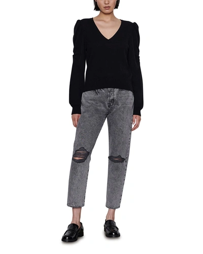 Shop Frame Frankie Cashmere Long-sleeve Sweater In Noir