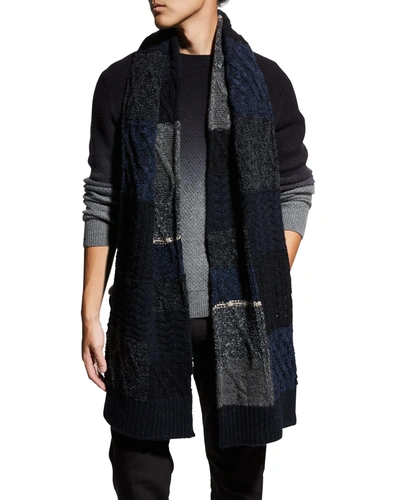 Shop Dolce & Gabbana Men's Patchwork Wool-blend Scarf In Black