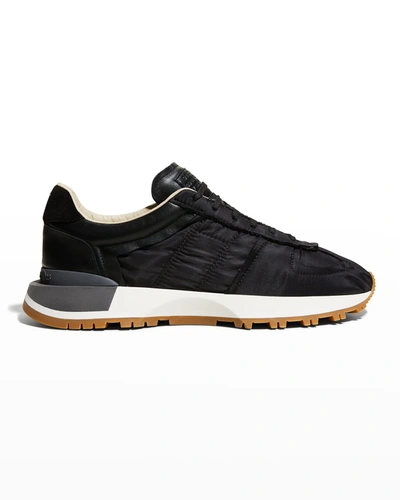 Shop Maison Margiela Men's Evolution Quilted Mix-leather Runner Sneakers In Black