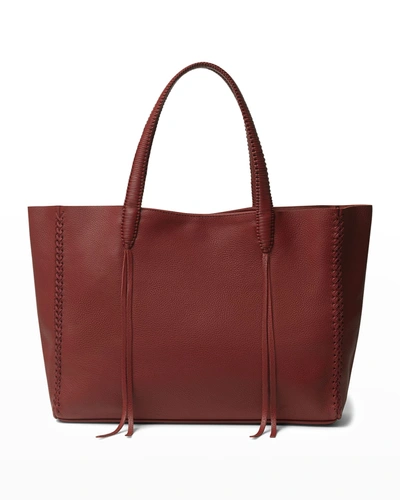 Shop Callista Topstitch Leather Medium Tote Bag In Red