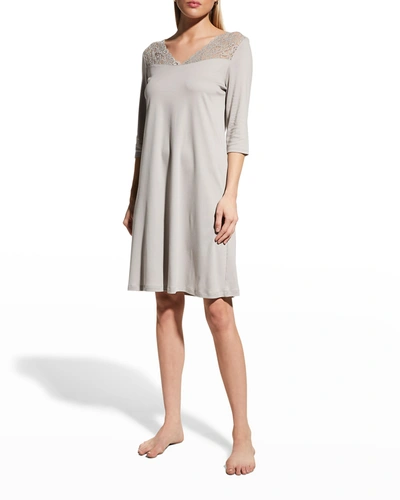 Shop Hanro Moments 3/4 Sleeve Nightgown In Essential