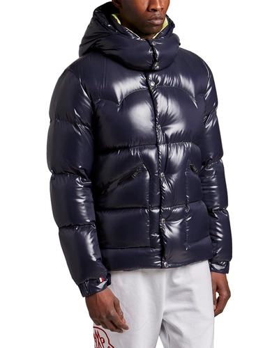 Shop Moncler Men's Coutard Nylon Hooded Puffer Jacket In Light Yellow