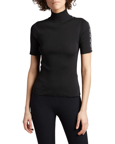 Shop Off-white Arrow Side-tape Ribbed Top In Black White