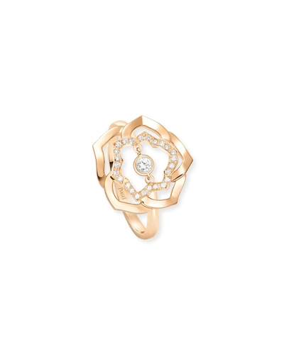 Shop Piaget 18k Pink Gold Diamond Rose Ring