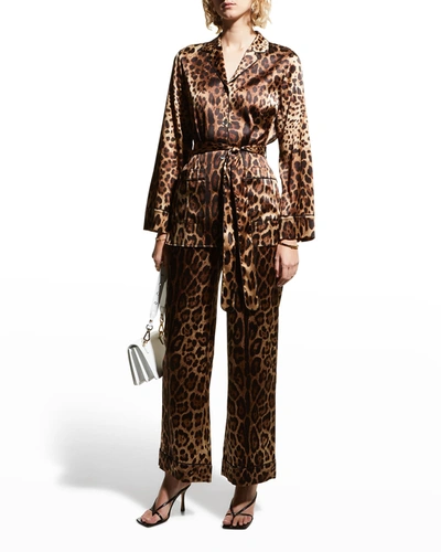 Shop Dolce & Gabbana Leopard-print Pajama Pants In Lghbrowprt