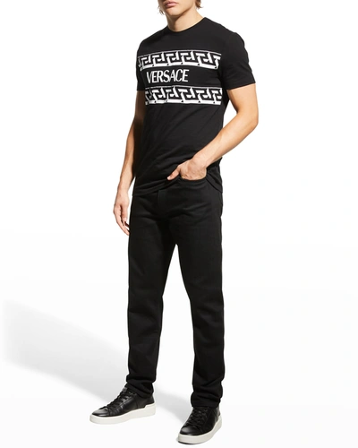 Shop Versace Men's Greca Logo T-shirt In Black