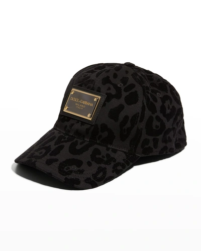 Shop Dolce & Gabbana Men's Rapper Leo Plaque Baseball Hat In Black