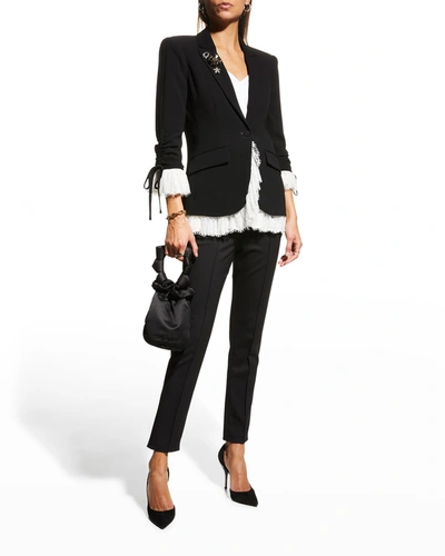 Shop Cinq À Sept Roxie Blazer W/ Lace In Black/ivory