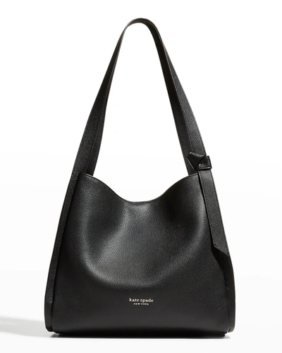 Shop Kate Spade Large Pebbled Leather Hobo Shoulder Bag In Black