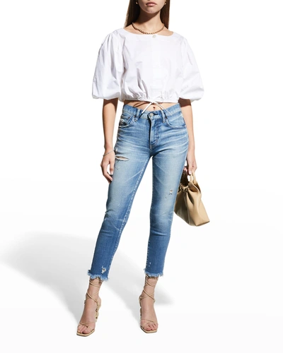 Shop Moussy Vintage Diana Mid-rise Skinny Jeans In L/blu