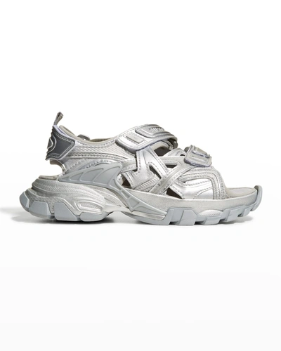 Shop Balenciaga Kid's Metallic Cage Chunky Sandals, Toddler/kids In Silver Full Metal