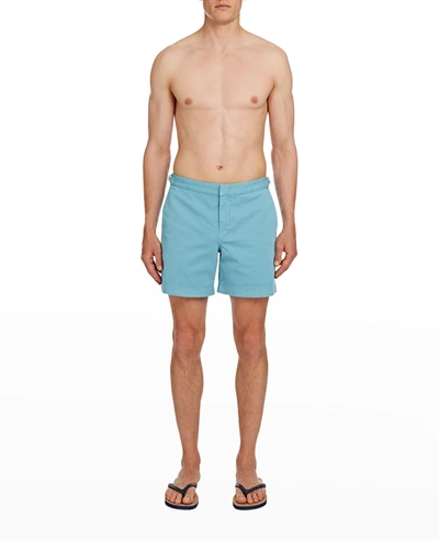 Shop Orlebar Brown Men's Bulldog Cotton Twill Shorts In Maya Blue