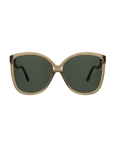 Shop Illesteva Nancy Acetate Butterfly Sunglasses In Olive