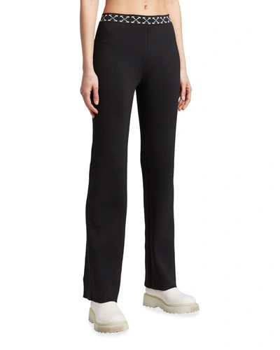 Shop Off-white Arrows Band Straight-leg Ribbed Pants In Black White