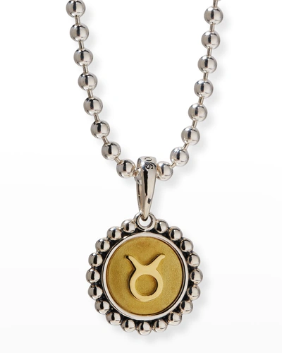 Shop Lagos Signature Caviar Zodiac Two-tone Circle Pendant In Taurus