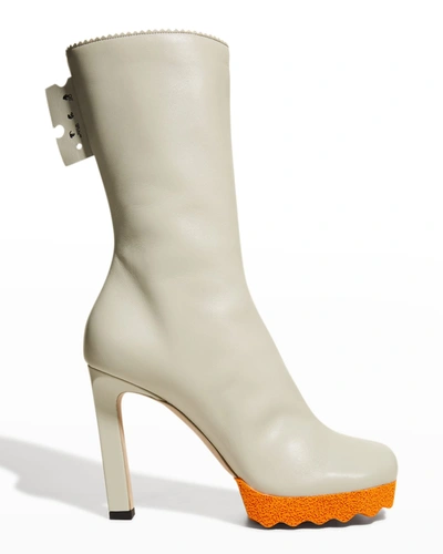 Off-white Napa Sponge-sole Stiletto Booties In Greyorange