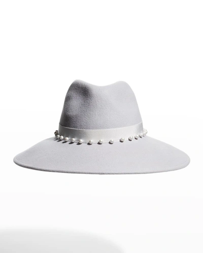 Shop Eugenia Kim Emmanuelle Pearly Wool Wide-brim Fedora Hat In Gray