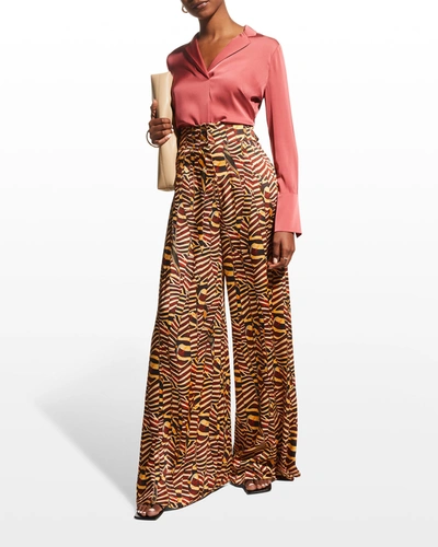 Shop Kobi Halperin Rebekah Long-sleeve Silk Blouse In Blush