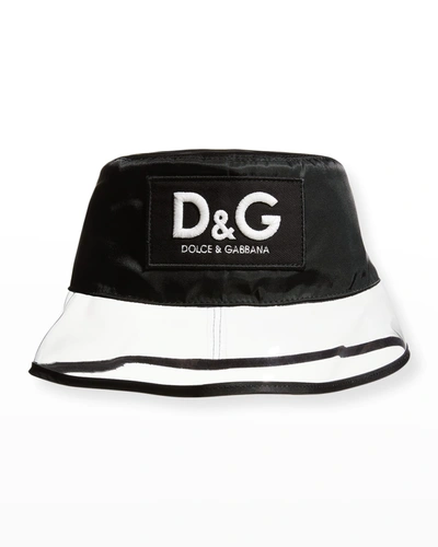 Shop Dolce & Gabbana Men's Nylon Logo Bucket Hat In Black