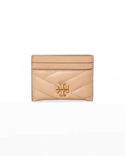 Shop Tory Burch Kira Quilted Leather Card Case In Devon Sand