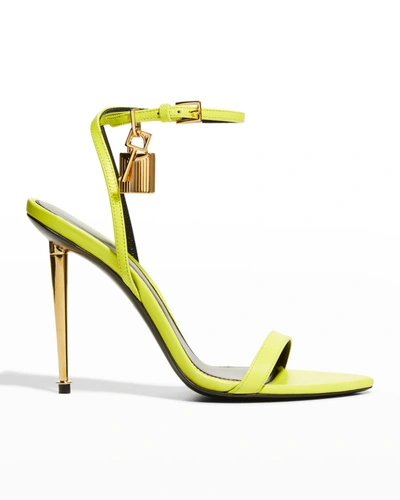 Shop Tom Ford 105mm Lock Stiletto Sandals In Acid Yellow