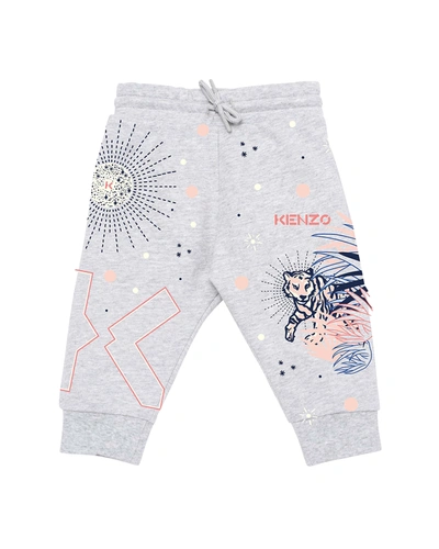 Shop Kenzo Girls' Multiconics Jogger Pants, Sizes 12m-18m In A41 Gris Chine