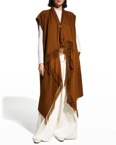 Shop Loro Piana Drape Cashmere Fringe Shawl In E04b Maple Syrup