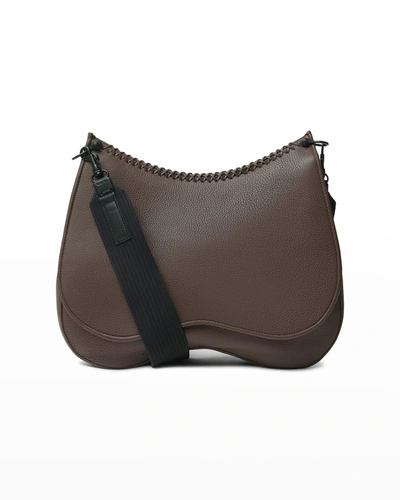 Shop Callista Grained Leather Saddle Crossbody Bag In Coco