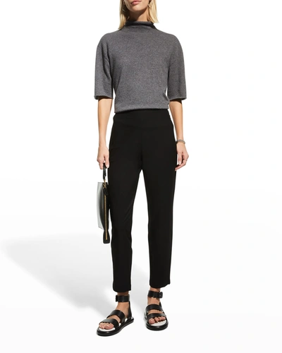 Shop Eileen Fisher Washable Stretch Crepe Slim Ankle Pants In Black