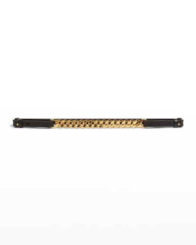 Shop Tom Ford 15mm Chain Leather Belt In Black