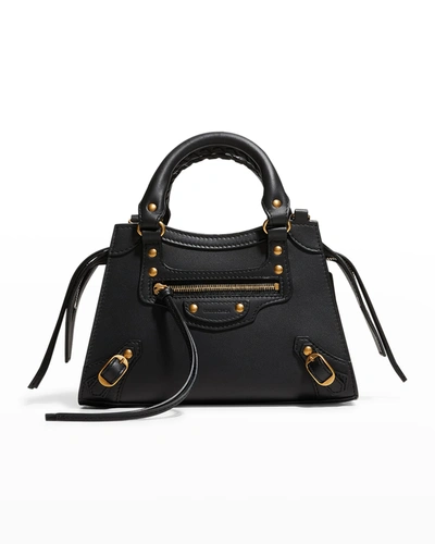 Shop Balenciaga Neo Classic City Mini Smooth Leather Satchel Bag In 1000 Black