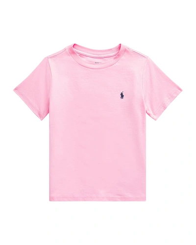 Shop Ralph Lauren Boy's Cotton Jersey Crewneck Tee In Pink
