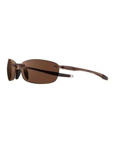 Shop Revo Men's Descend Fold Rimless Sunglasses In Brown