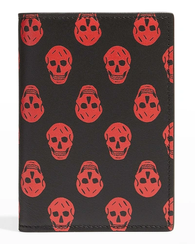 Shop Alexander Mcqueen Men's Skulls Bifold Pocket Organizer In Blacklust Red