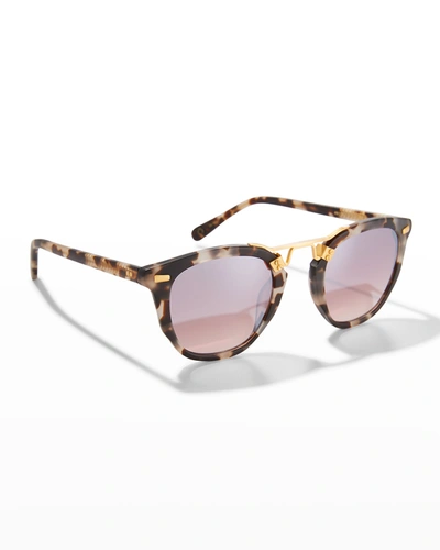 Shop Krewe Beau Square Acetate Sunglasses In Matte Malt Mirror