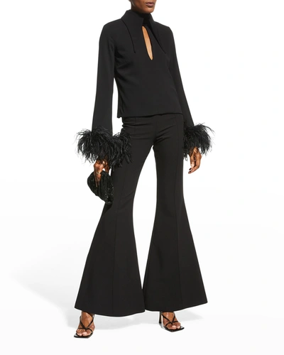 Shop 16arlington Michelle Feather-trim Top In Black