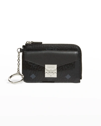 Shop Mcm Patricia Mini Visetos Card Case Key Pouch In Black