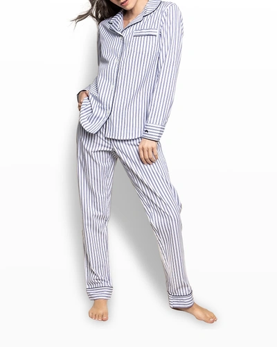 Shop Petite Plume French Ticking Long-sleeve Pajama Set In Navy