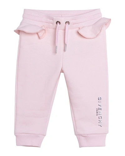Shop Givenchy Girls' Ruffled Sweatpants W/ Shadow Logo, 12m-3 In 45s Lt Pink
