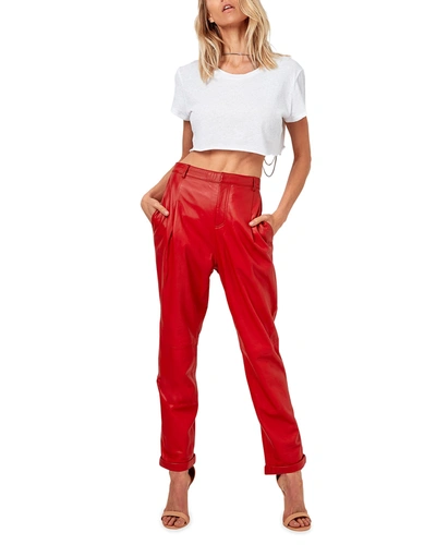 Shop As By Df The Denise Recycled Leather Ankle Trousers In Coco Red