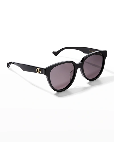 Shop Gucci Interlocking G Acetate Cat-eye Sunglasses In 002 Black
